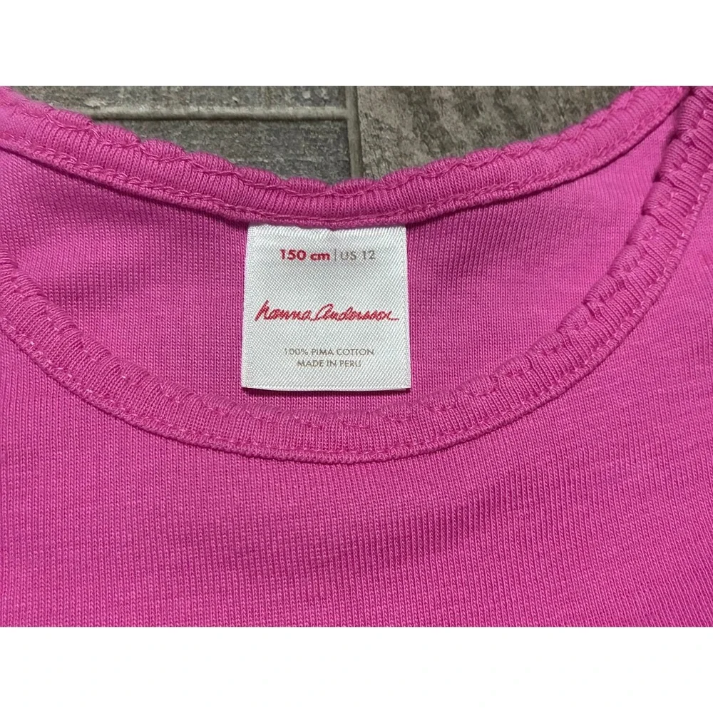 Hanna Andersson Girls Ribbed Long Sleeve Shirt Size 150 12 Magenta Pink